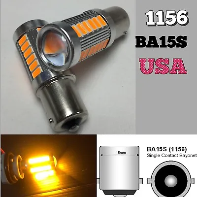 Brake Light 1156 BA15S 33SMD LED Projector Lens Amber Bulb K1 Fits Acura HAK • $15.50