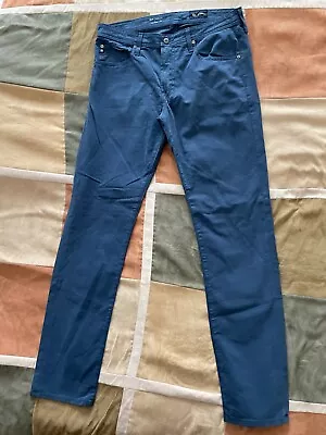 AG The Tellis In Bon Voyage Blue Sueded Sateen Stretch Pants 34 X 34 Men NEW • $89.98