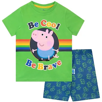 £12.99 • Buy George Pig Pyjamas Kids Boys 18 24 Months 2 3 4 5 6 7 8 Years PJs Rainbow Green