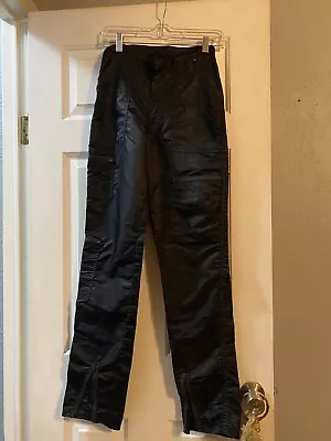 Vtg Silky Shiny Parachute Pants Black  80s Scratchy Noisy Nylon • $199