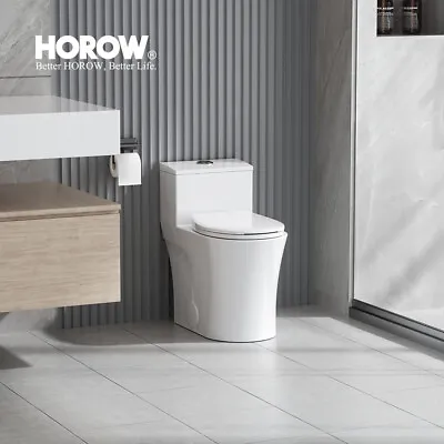 Modern Elongated Toilet One Piece Toilet W/ Comfort Seat ADA Height Dual Flush • $229.99