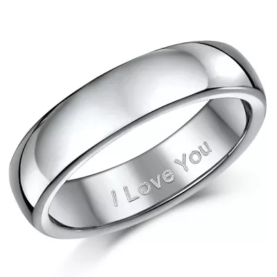 Titanium Wedding Engagement Ring Engraved ''I Love You'' 5mm Band Mens/Ladies  • £13.95