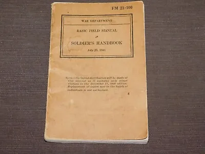 Vintage Us Army Wwii 1941 Basic Field Soldier's Handbook • $55.99