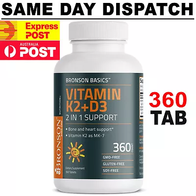 Bronson Vitamin K2 MK7 90mcg + D3 5000IU 360 Tablets Premium Quality FAST POST • $59.95