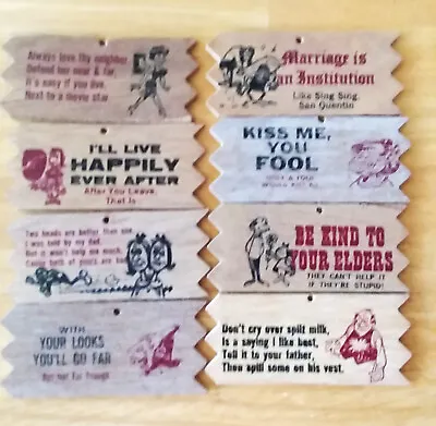 8 Vtg Wooden Tags Small Plaques Decor Funny Sayings • $5