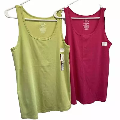 NEW Time & Tru Maternity Tank Tops (Lot Of 2) Green And Pink Size Medium (8-10) • $14.98