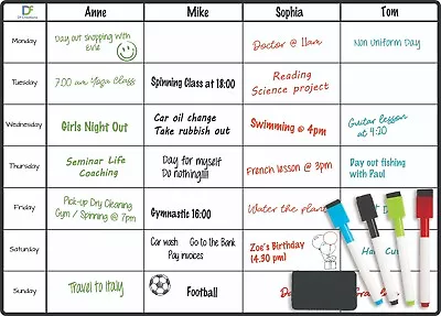 Magnetic Weekly Planner Fridge Board  - Notice Memo Meal Whiteboard Large 4 Pens • £13.99