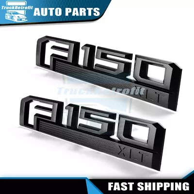 2PCS Side Fender Emblems For F-150 Raised XLT Letter Badge Matte Black 2015-2020 • $21.99