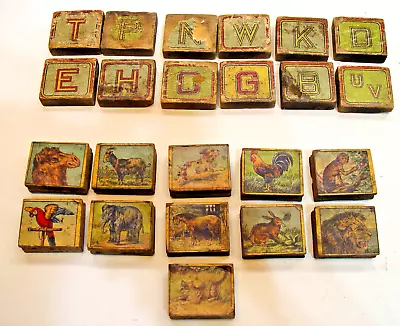 Collection Of Vintage Children's Wooden Letter Blocks And Rubber Stamps • $10