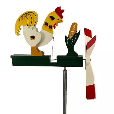 Pecking Rooster Whirligig Handmade Made In USA • $117