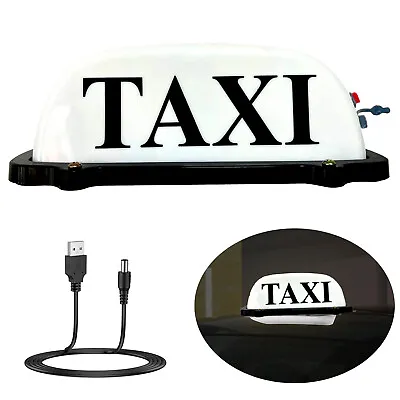 USB Rechargeable Battery LED Taxi Dome Light Roof Taxi Sign White 10inches  • $34.19