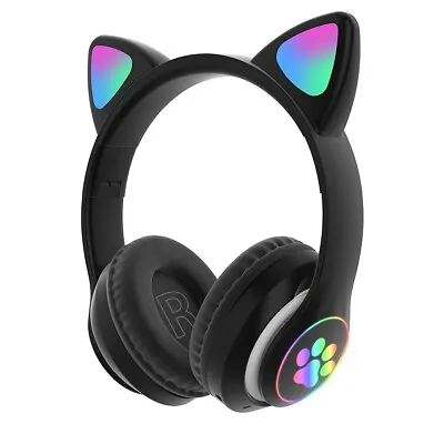 $34.95 • Buy RGB Cat Ear Headphones Bluetooth 5.0 Noise Cancelling Adults Kid Girl Headset 