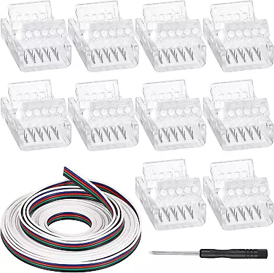 10 Packs 5 Pin RGBW LED Strip Connector Kit 10 Mm Solderless LED Strip Light Con • $20.49