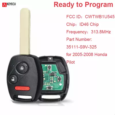 For 2005 2006 2007 2008 Honda Pilot Remote Key Fob 3 Buttons ID46 CWTWB1U545 • $13