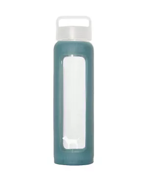 Victoria's Secret Pink Collegiate Glass Water Bottle Silicone Sleeve Grey Blue • $19.95