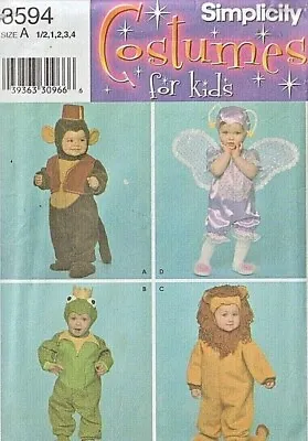 Toddler COSTUMES - MONKEY FROG LION & BUTTERFLY (Size 1/2 - 4) Simplicity 3594 • $9.95