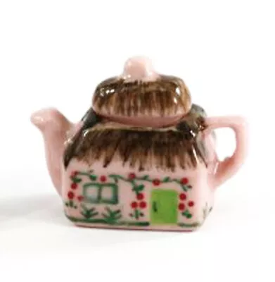 Dollhouse Miniature  Thatched English Cottage   Teapot In Pink • $6.99