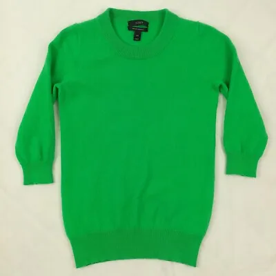 J Crew Sweater 100% Italian Cashmere Green 3/4 Sleeve Tippi Womens XXS 2XS 19869 • $46.99