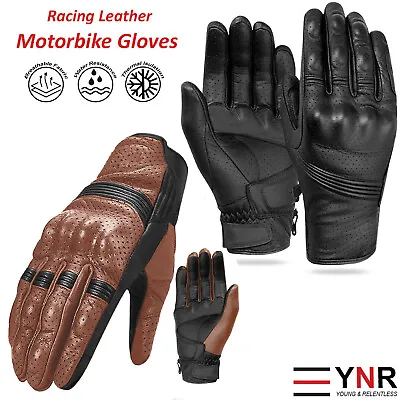 YNR® Leather Summer Motorcycle Motorbike Gloves Winter Knuckle All Weather CE • $17.62