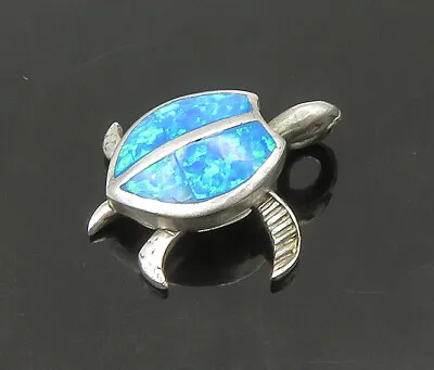 925 Sterling Silver - Vintage Fire Opal Sea Turtle Pendant (OPENS) - PT17546 • $38.95