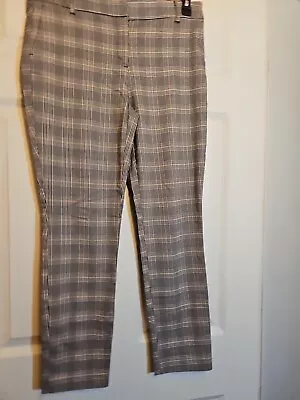 NEW Carolina Belle Size 10 Black Brown Glen Plaid Ankle Pants Pockets 33  Waist  • £16.31