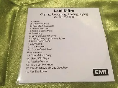 LABI SIFFRE - CRYING LAUGHING LOVING LYING - EMI 2006 RARE CDr PROMO NR.MINT • £19.99