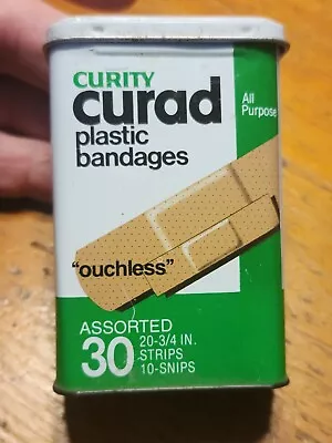 Vintage Curity Curad Plastic Bandages Ouchless Tin Partial - PP • $7.50