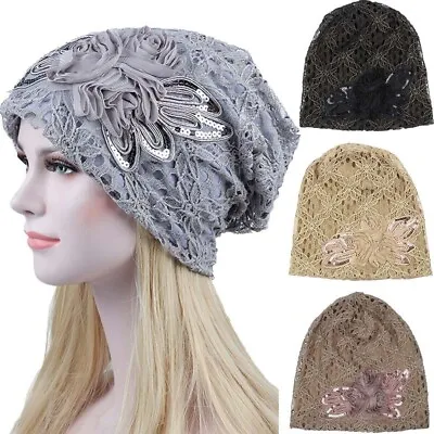 $15.89 • Buy Women Lace Flower Slouchy Baggy Head Cap Chemo Beanie Cancer Hat 47 Womens
