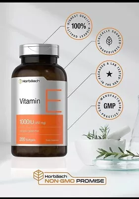 Extra High-Potency Vitamin E Capsules - 1000 IU - 200 Count - Pure Formula • $33.33