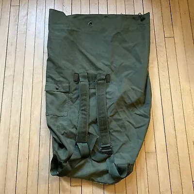 US Army Military Heavy Duty Nylon Duffle Bag Rucksack Backpack Green Vintage • $29.99