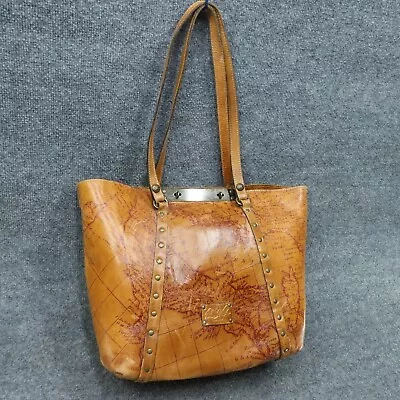 Patricia Nash Bag TREVISO Italy MAP Print Brown Leather Tote Travel Purse Carry • $74.99