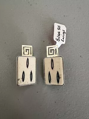 Vintage 925 Silver Mahjong Tile Bakelite Pair Of Earrings • $125