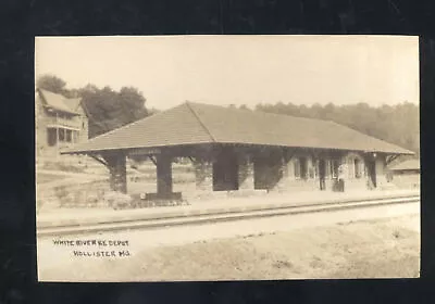 Real Photo Hollister Missouri Rr Railroad Depot Train Station Postcard Copy • $11.99