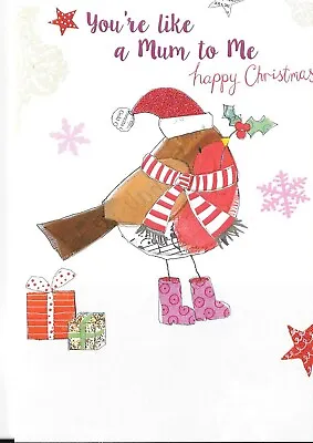 Christmas Card - You're Like A Mum To Me - Robin In Wellington Boots Presents • £2.29