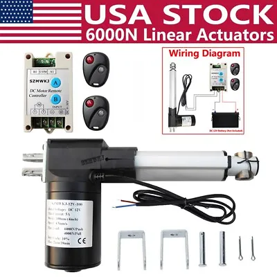 6000N Linear Actuator 4  Stroke 12V DC Motor +Wireless Control Kits For Car Boat • $59.99