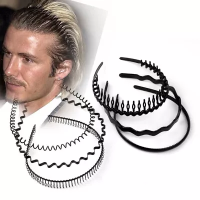 £2.20 • Buy Black Metal Sports Hairband Headband Wave Alice Style Hair Band Unisex Men Women