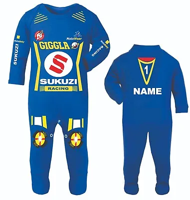 Motorcycle Baby Grow Babygrow Giggla Sukuzi Racing Romper Customise Personalise • £29.99