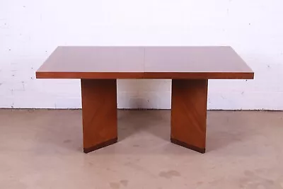 Lane Furniture Mid-Century Modern Walnut Double Pedestal Extension Dining Table • $3995