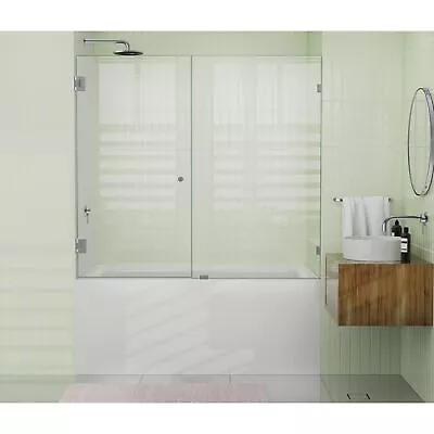 Glass Warehouse 58.25  X 60  Frameless Shower Bath Door - Brushed Nickel • $509.24