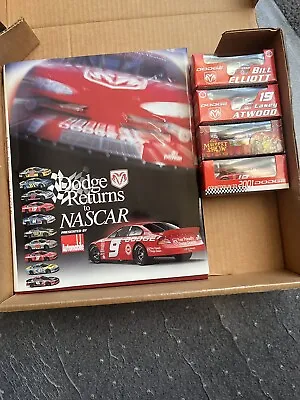 Vintage 4 Dodge Nascar 1:64 Scale Stock Car With Racing Book • $60