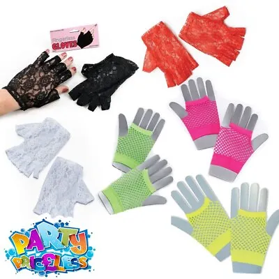 £3.99 • Buy Adult Ladies Fingerless Gloves Lace Fishnet 1980s Fancy Dress Costume Accessory