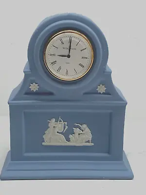 Wedgwood Blue Jasperware Quartz Clock Mantel Stamped 4 1/2 Inch Tall • $110.40