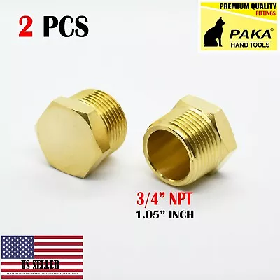 2X 3/4 “ Inch Male NPT Cored Hex Head Plug Brass Pipe Fitting NPT Fuel Water Air • $10.99