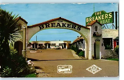 Postcard CA Crescent City The Breakers Motel Exterior Entrance View Classic Cars • $8.99