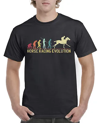 Top Gift T-Shirt For Dad: Evolution Of Horse Racing Sports Cotton Comfort • £12.99