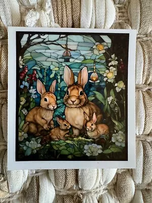 Rabbit Family Dollhouse Miniature Stained Glass Window Film • $3.99