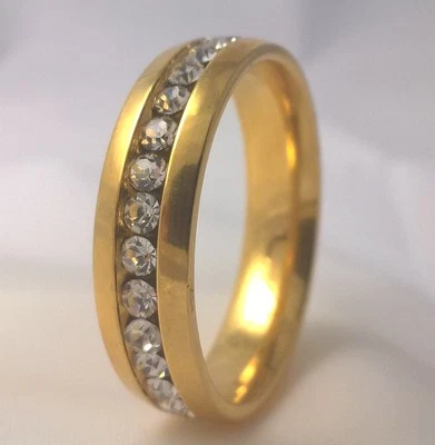 $60 • Buy G-Filled Men's 18ct Yellow Gold Simulated Diamond Wedding Ring 6mm Band Bling 11