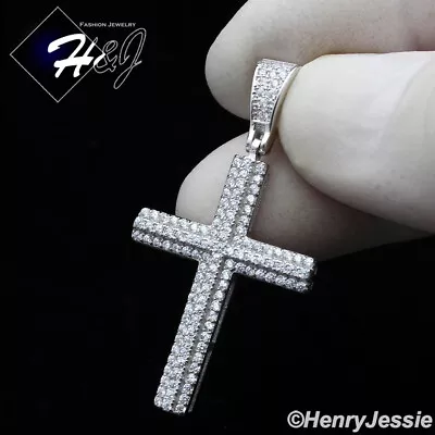 Men Women 925 Sterling Silver Icy Bling Cz Gold Plated/silver Cross Pendant*s362 • $29.99