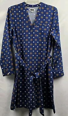 Mud Pie Long Sleeve Front Pocket Belted Shirt Dress Small (4-6) Navy Blue  • $18.27