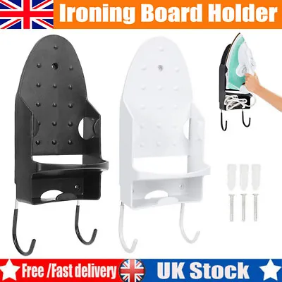 Ironing Board Holder Hanger Door Cupboard Wall Mount Storage Rack Black/White UK • £8.99